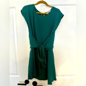 Rebecca Taylor teal dress ruffles and tie excellent condition (size 10)